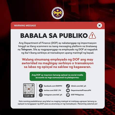 DOF warns public on proliferation of scammers on messaging app Tele.